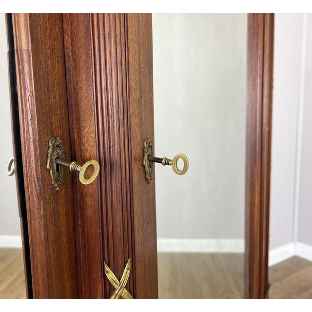 Wardrobe Antique French Style Three Door Inlaid Burr Mirrored Armoire Lot 6163 For Sale - Image 12 of 14