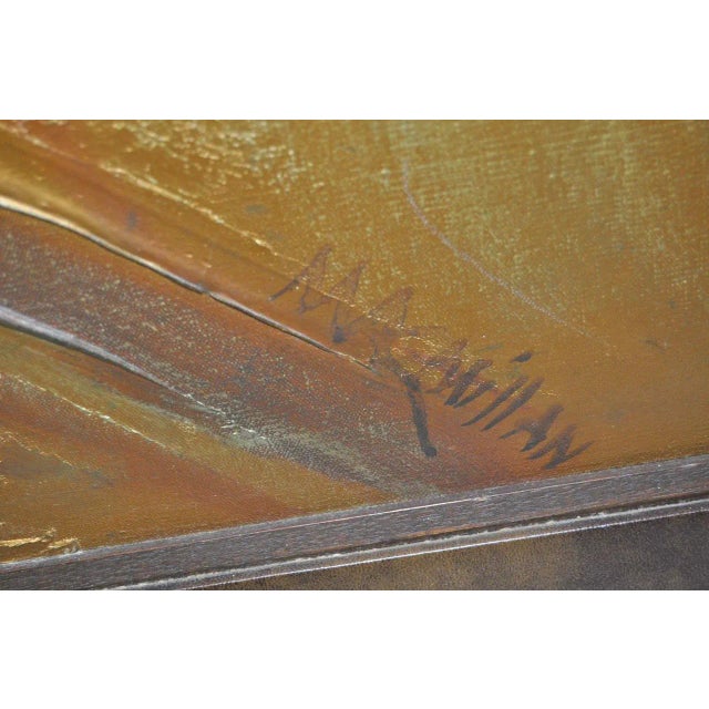 1970s Gold Tone Abstract Painting by MacMillan C.1970 For Sale - Image 5 of 8