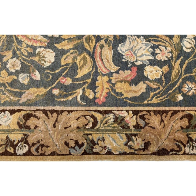English 1970s Vegetable Dye Floral Rug , 8'7" X 12'2" For Sale - Image 3 of 5