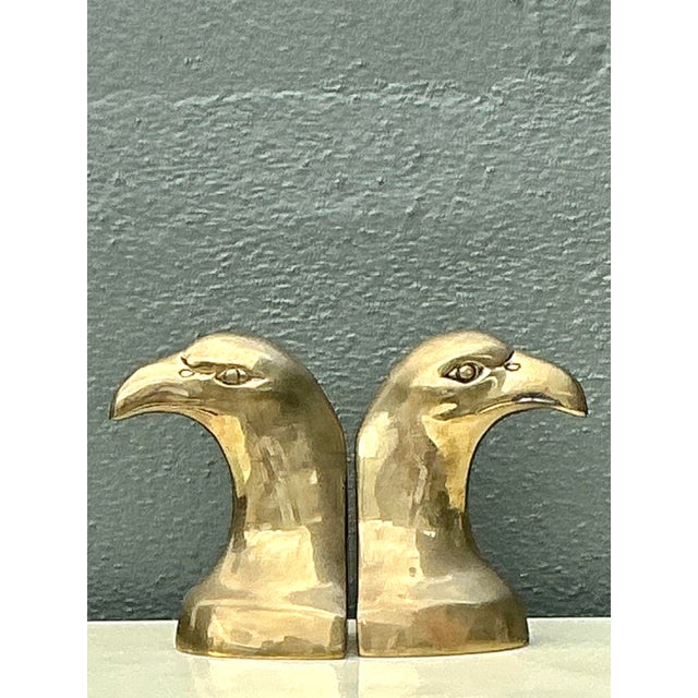 Vintage Polished Brass Eagle Head Bookends - A Pair For Sale In West Palm - Image 6 of 12