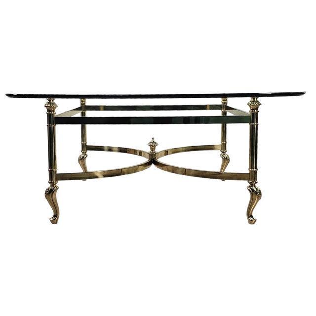 Italian Brass and Glass Coffee Table, Hollywood Regency Style, 38.75", Circa 1970s For Sale - Image 10 of 12