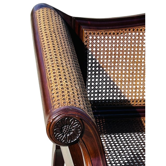 Wood Authenticated Antique Federal Mahogany Caned Settee Sofa, Circa 1800–1815 – Serpentine Back, Reeded Scroll Arms & Original Brass Casters For Sale - Image 7 of 18