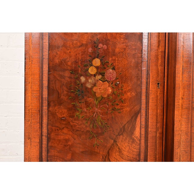 Baker Furniture Style Georgian Carved Mahogany Hand Painted Breakfront Bookcase Cabinet, Circa 1940s For Sale - Image 9 of 15