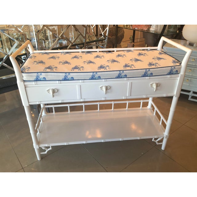 Vintage Lilly Pulitzer Boys Faux Bamboo White Lacquered Baby Changing Table For Sale - Image 10 of 12