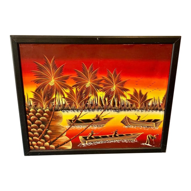 Vintage Tropical Landscape Painting For Sale