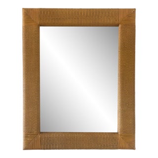 Vintage Large California Boho Modern Rattan Mirror For Sale