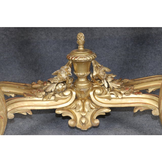 Gold 19th Century French Rococo Carved Giltwood Marble Top Console Table For Sale - Image 8 of 14
