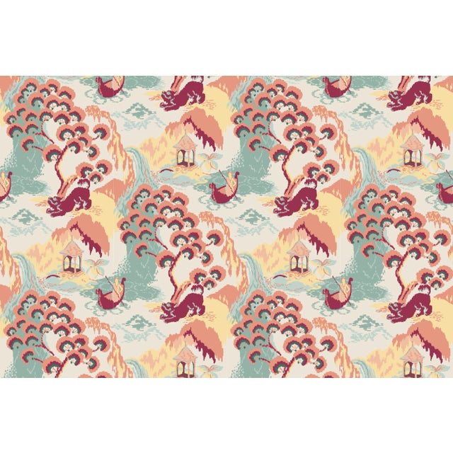 Old Peking Sangria Fabric Sample For Sale