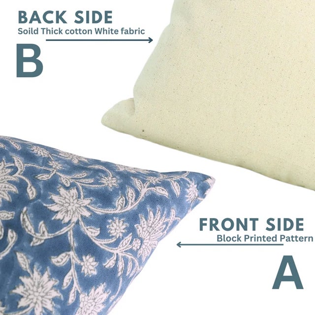 Handmade Block Print Cushion Cover 20x20 Inch Fabdivine Sofa Décor- Aradhna For Sale - Image 4 of 5