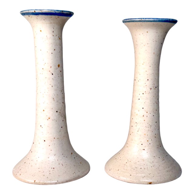 Studio Ceramic Art Candleholder from Vendelbo Stentøj, Tversted, Denmark, 1970s, Set of 2 For Sale