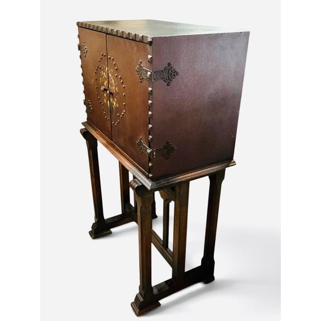 Spanish Revival Drop-Front Secretary Desk | Moorish Writing Cabinet | Mediterranean Escritorio c.1930 For Sale - Image 4 of 13