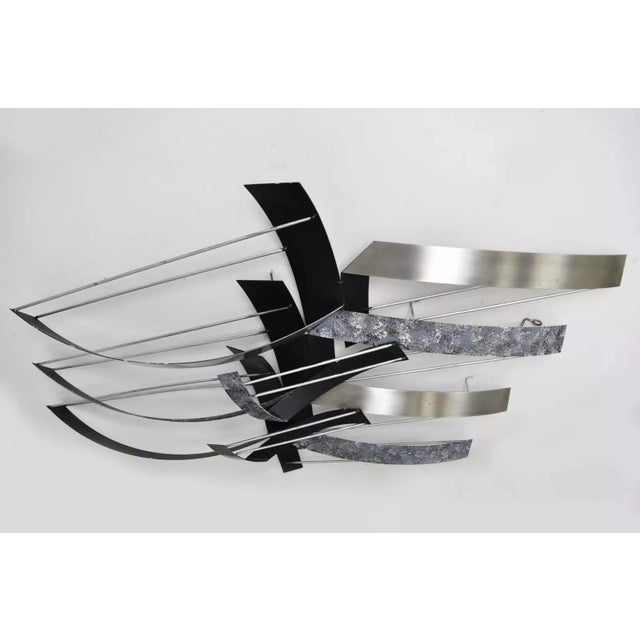 Curtis Jere Vintage Curtis Jere Mid Century Modern Metal Abstract Wall Art Sculpture Signed For Sale - Image 4 of 9