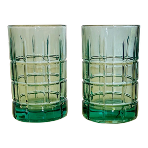 Late 20th Century Green Crystal Glasses- Set of 2