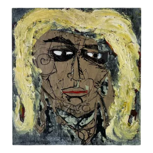Vintage Mixed Media Abstract Portrit Painting