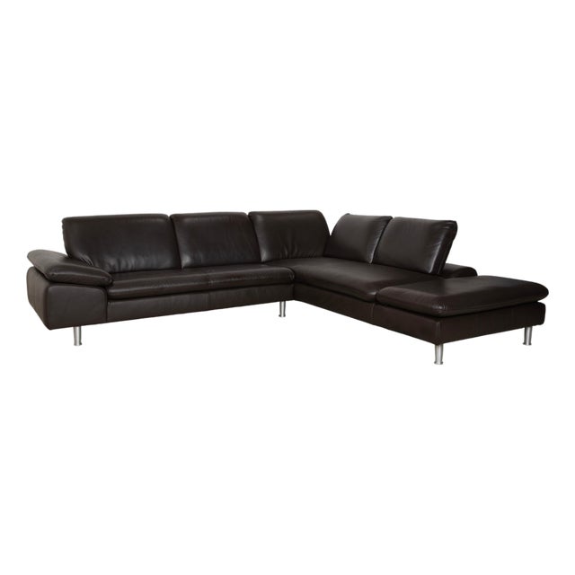 Brown Espresso Leather Loop Corner Sofa with Manual Function from Willi Schillig For Sale