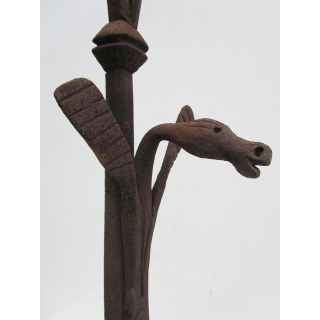 Antique Hand Forged Iron Dragon Gothic Andirons, 1700s, Set of 2 For Sale - Image 5 of 14