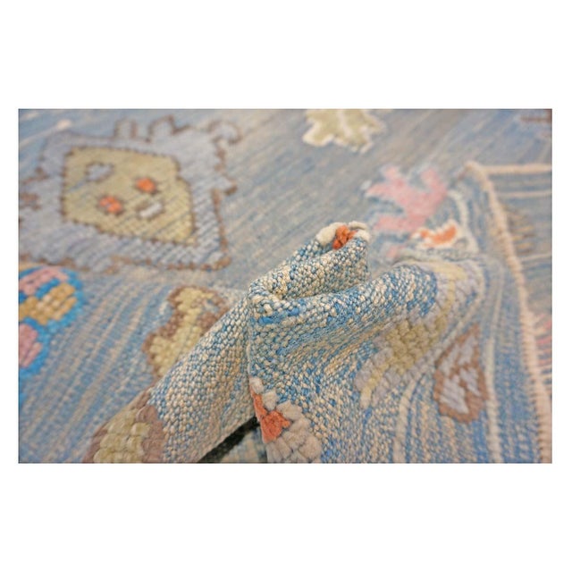 21st Century Turkish Oushak 9x12 Gray, Orange & Slate Blue Handmade Area Rug #A.C.201 For Sale - Image 10 of 11