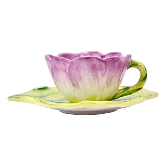 Vietri Italian Water Garden Cup & Saucer For Sale