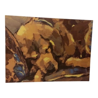 Blue Silver Oil Painting This One Smaller 18"x24x2" Gallery-Wrapped Canvas For Sale
