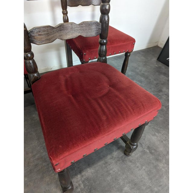 Red Vintage Spanish Chairs in Wood, Set of 8 For Sale - Image 8 of 9