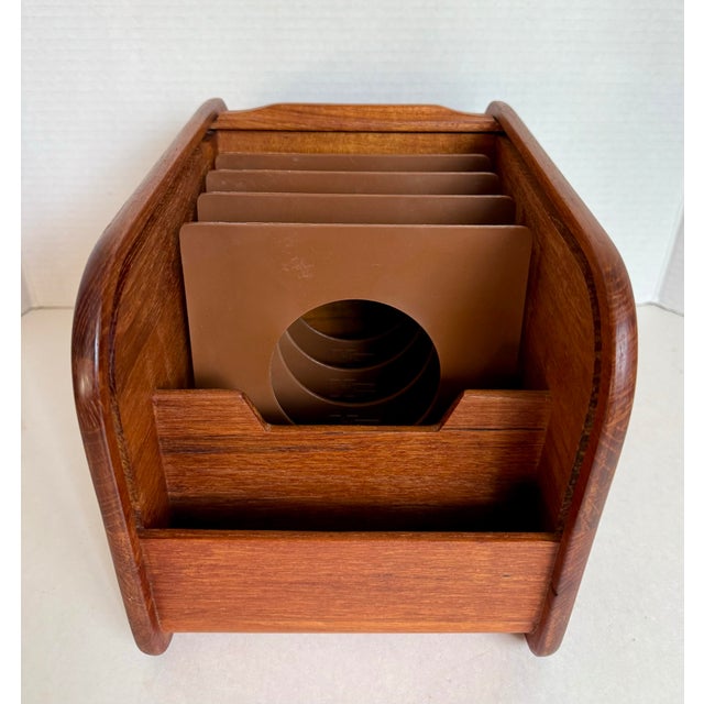 Mid-Century Modern Danish Modern Kalamar Designs Teak Tambour Roll-Top CD Storage Box For Sale - Image 3 of 12