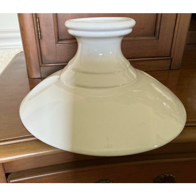 Vintage White Pedestal Bowl With Embossed Relief Pine Cones For Sale - Image 6 of 11