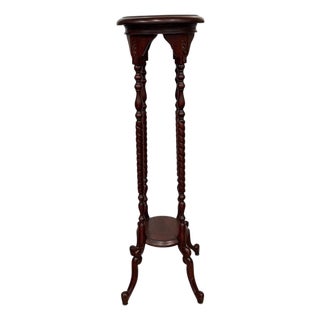 Vintage Mahogany Barley Twist Pedestal Plant Stand For Sale