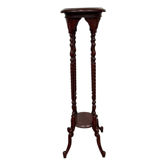 Vintage Mahogany Barley Twist Pedestal Plant Stand For Sale