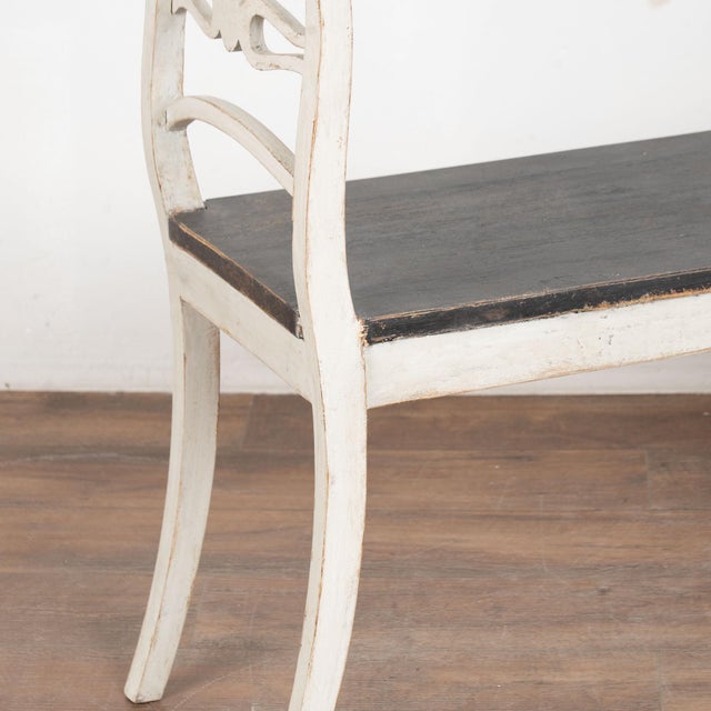 Late 19th Century Pair of Swedish Gustavian White Painted Benches With Black Seats For Sale - Image 12 of 15