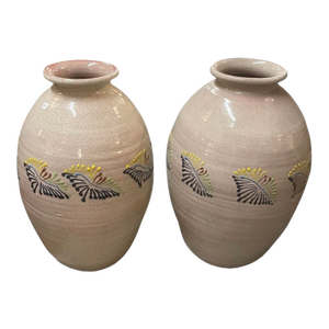 Vintage Pair of Japanese-Style Crackle Glaze Ceramic Vases