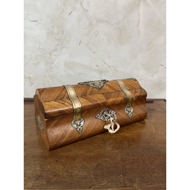 Brown Brass and Wood Box, 1890s For Sale - Image 8 of 16