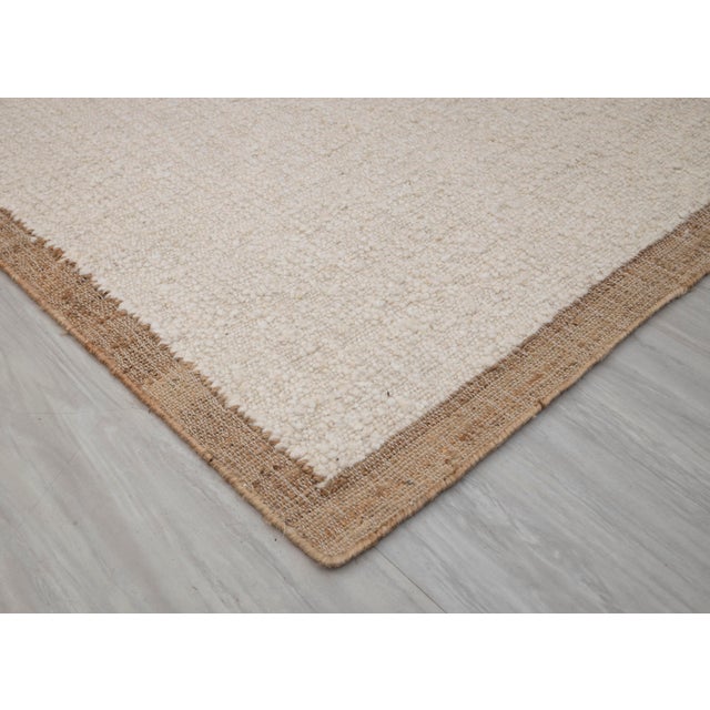 Textile Natural Wool Jute Ivory Solid Premium Quality Boho Style Rug 4x6Ft. For Sale - Image 7 of 11