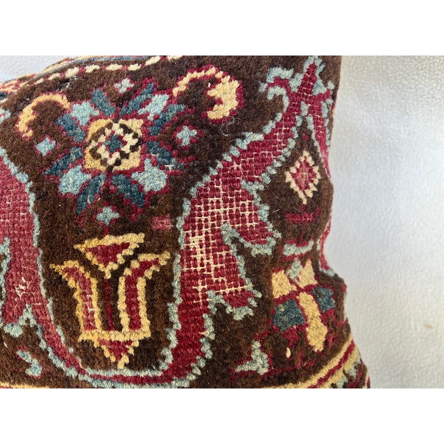 1960s Pillow With Antique Rug For Sale In Los Angeles - Image 6 of 7