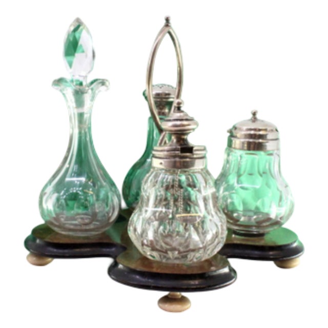 Cruet Set with Salt Shaker and Pepper Shaker and Mustard Pot, Set of 4 For Sale