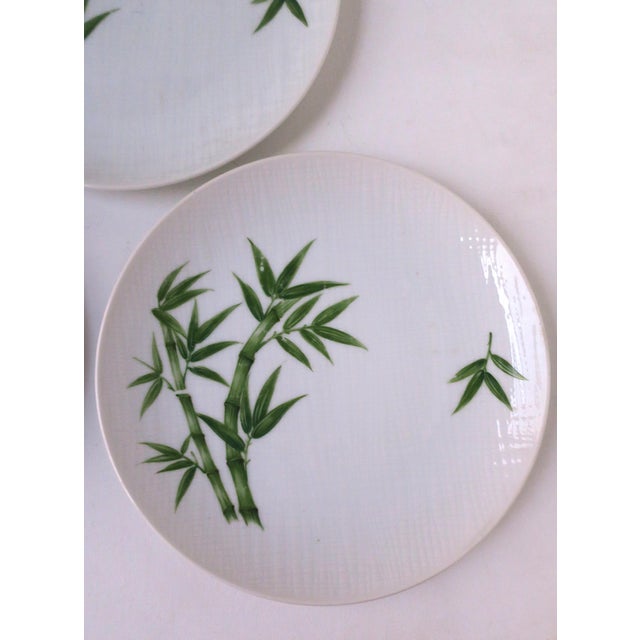 Ceramic Porcelain Plates Bamboo Design, Set of 4, Circa 1960s For Sale - Image 7 of 9