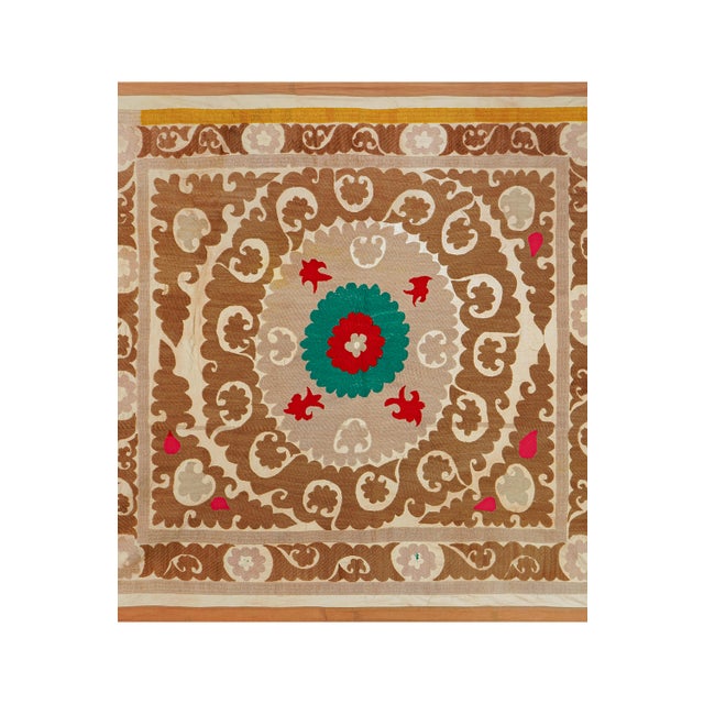 Vintage Suzani from Samarkand, circa 1900s. Dimension; 46'' x 50" inches / 118 x 128 cm / 3'9'' x 4'2'' Material: 100%...