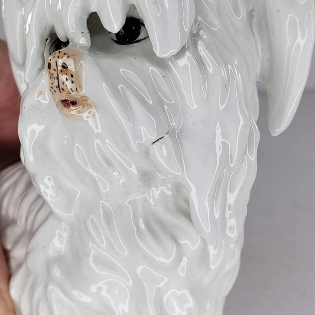 Ceramic Vintage Italy Skye Terrier Figurine White Dog Papillon Long Hair For Sale - Image 7 of 8