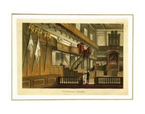 Antique Engraving, Whitehall Chapel Circa 1811