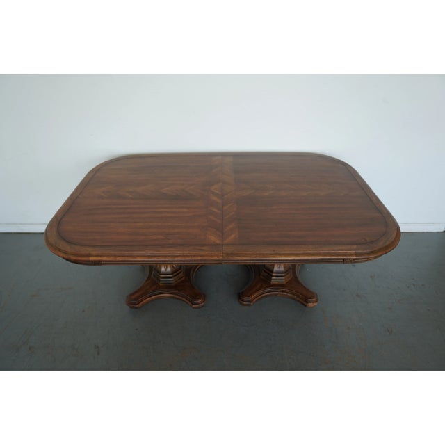 Brown Vintage Century Furniture Double Pedestal Extension Dining Table For Sale - Image 8 of 14