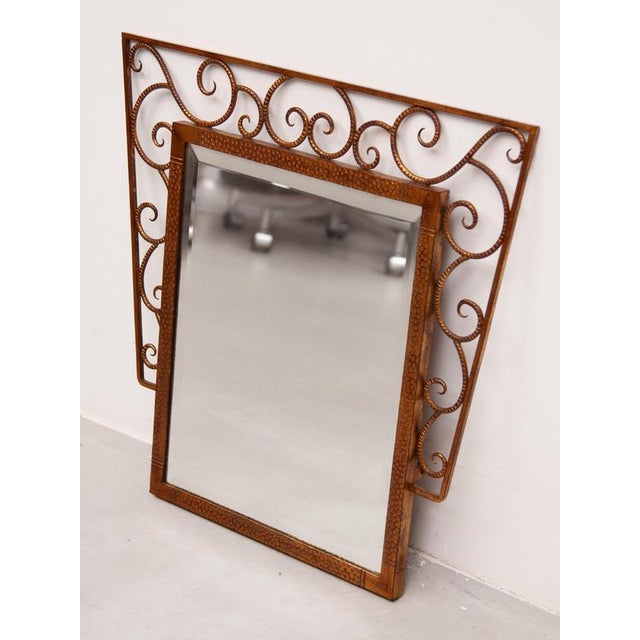 Art Deco Wrought Iron Wall Mirror, Belgium, 1930 For Sale - Image 4 of 9