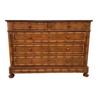 19th Century French Faux Bamboo Chest With Marble Top For Sale