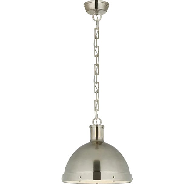 Thomas O'Brien for Visual Comfort Signature Hicks Large Pendant in Antique Nickel with Acrylic Diffuser For Sale