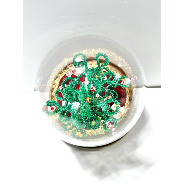1970s Miniature Beaded Christmas Tree Under Glass Cloche For Sale In Louisville - Image 6 of 8