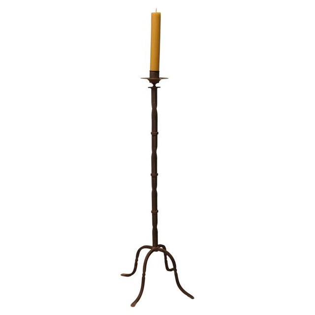 Metal Tall Wrought Iron Blacksmith Candleholder For Sale - Image 7 of 7