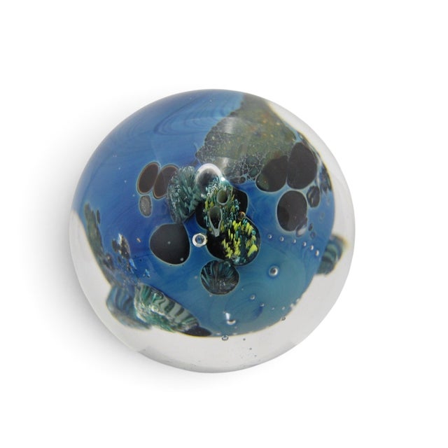 Josh Simpson Inhabited Planet Earth Art Glass Marble Sculpture Paperweight For Sale In Portland, OR - Image 6 of 10