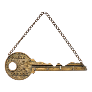 Vintage Brass Paris London Hanging Key Holder Hook Rack