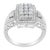 Contemporary 10K White Gold 1.0 Cttw Diamond Rectangular Cushion Shaped Cluster Halo Flared Band Cocktail Fashion EVS1010 For Sale - Image 3 of 6