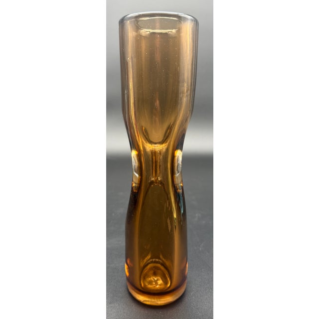 Mid-Century Modern Vintage Venini Forati Vase by Fulvio Bianconi, Amber Murano Glass, Italian Mid Century Modern Art Glass, Circa 1951 For Sale - Image 3 of 18