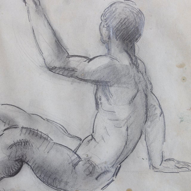 Paper Guillaume Dulac, Study of Male Nude, 1920s, Mixed Media on Paper For Sale - Image 7 of 15