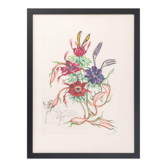 Salvador Dali "Anemone (Forks)" Etching, 1972 For Sale